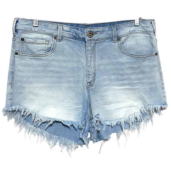 INC International Concepts Pants - INC Denim High Rise Jean Shorts Womens 12/31 Frayed Cut Off Boho Stretch Summer